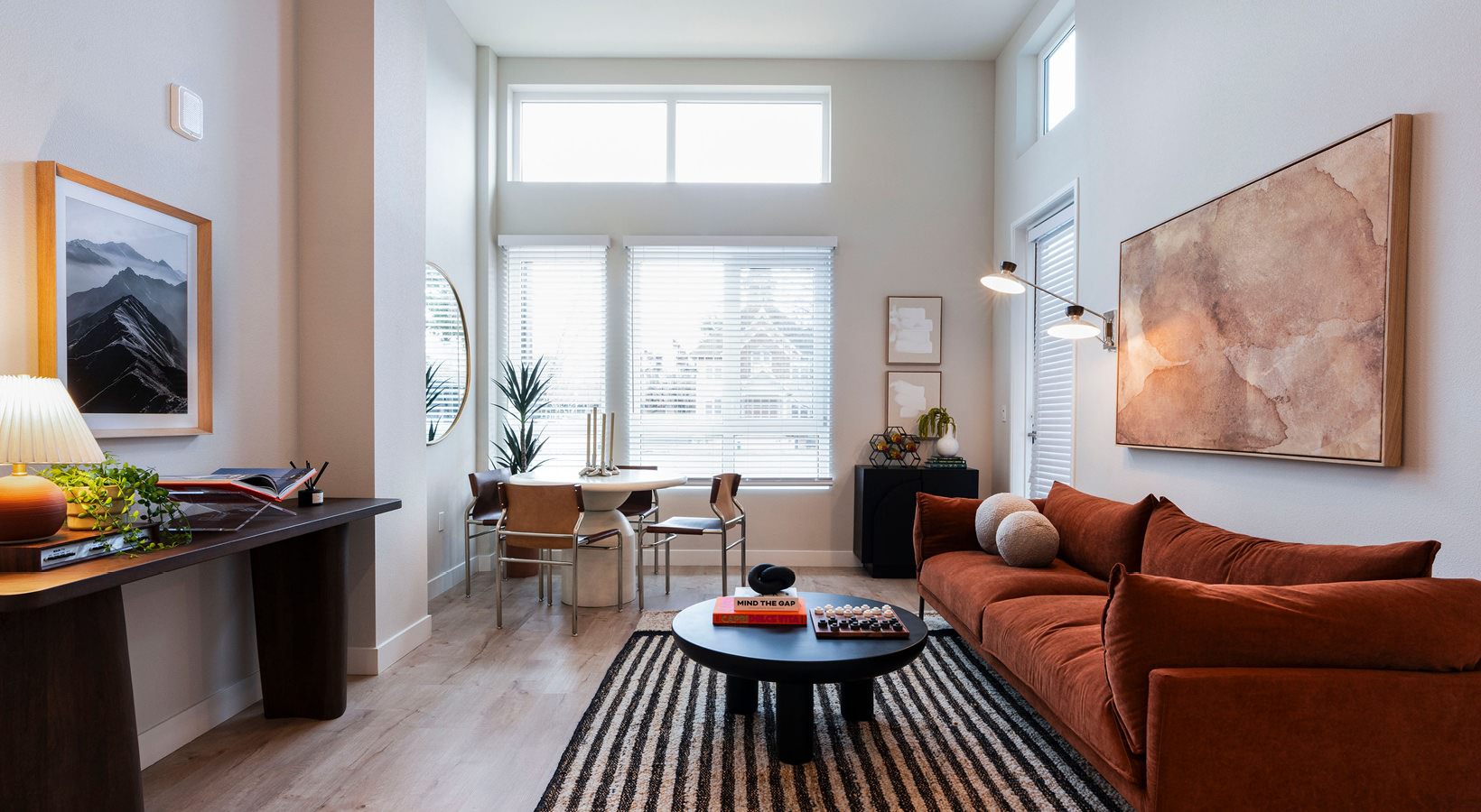 living room with large windows