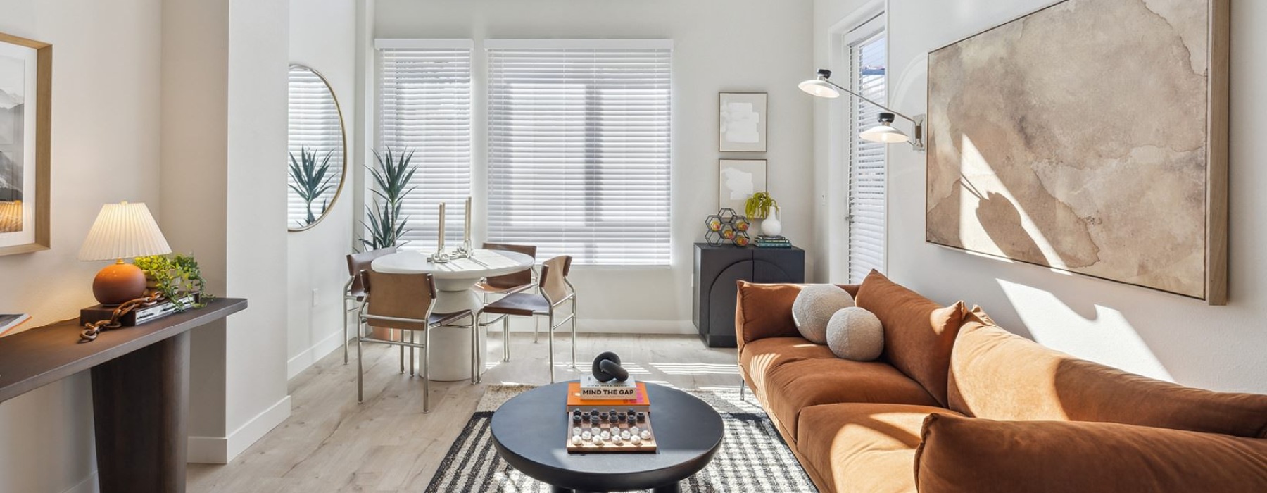 living room with large windows