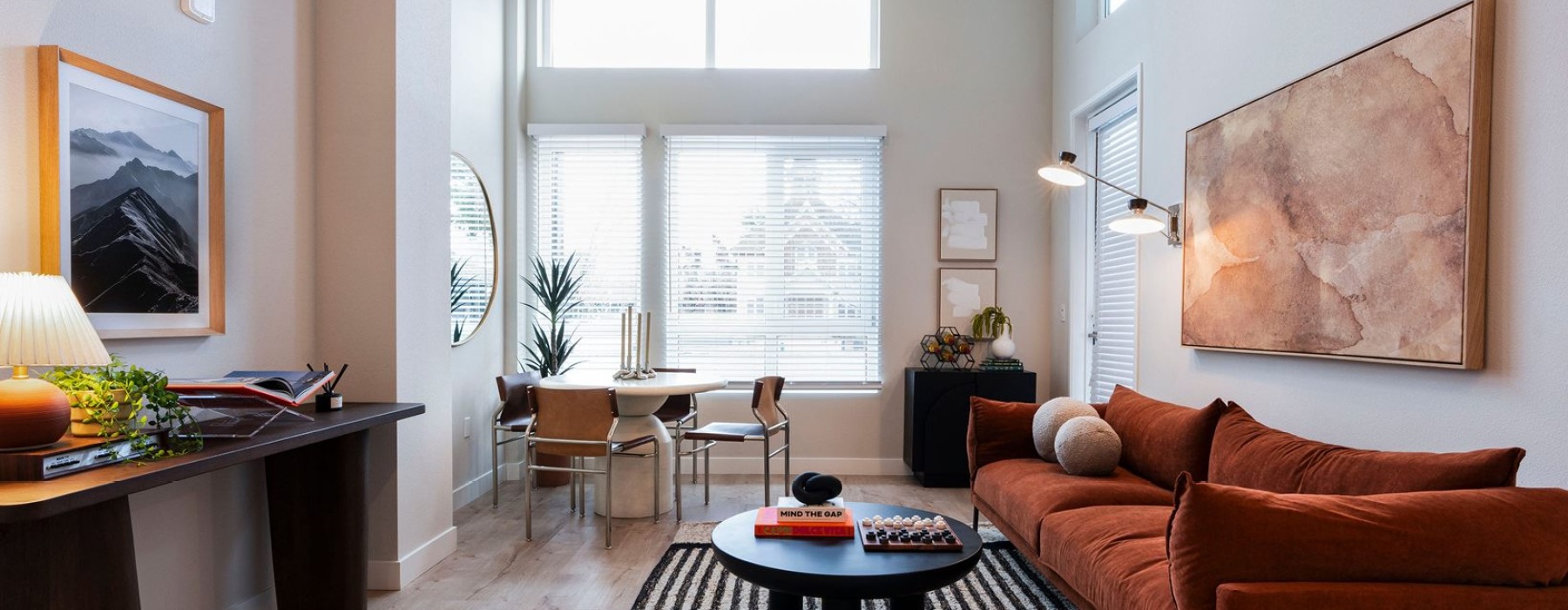 living room with large windows