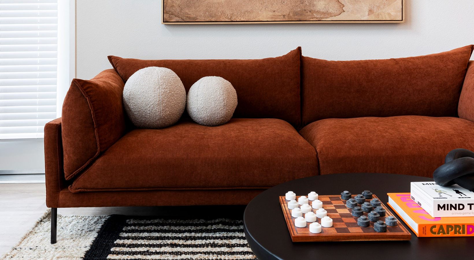 couch in well lit living room